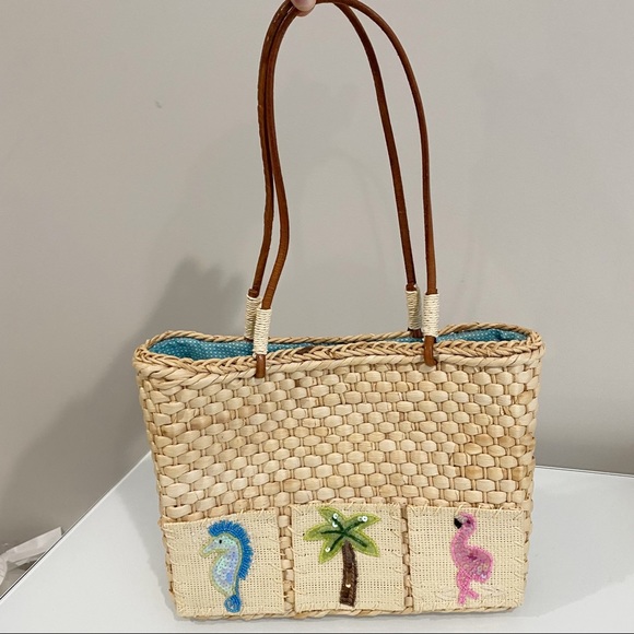 QVC Bags Qvc Straw Sequin Beach Theme Tote Handbag Poshmark